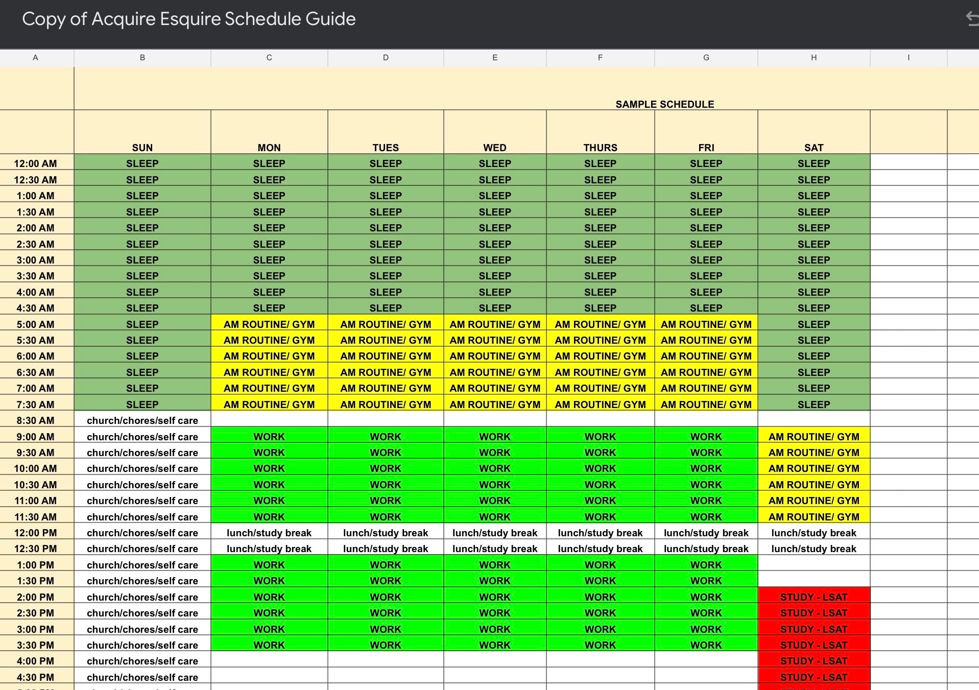 Customizable Study Schedule Template